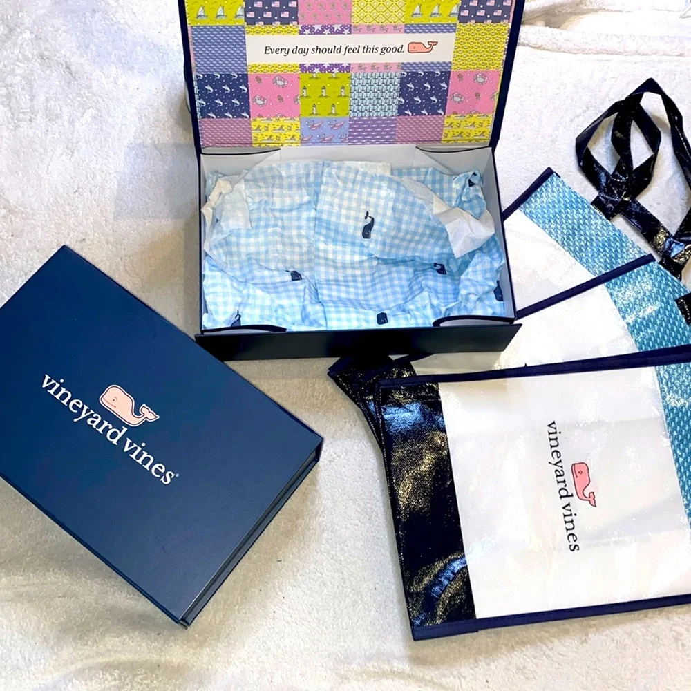 Vineyard Vines empty packaging bundle: 2 gift boxes, 3 gift bags